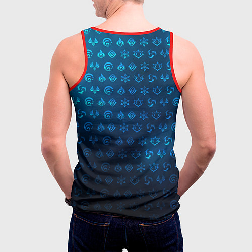 Мужская майка без рукавов Камисато Аяка элементали / 3D-Красный – фото 4