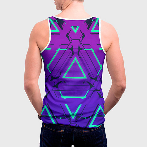 Мужская майка без рукавов Cyber armor - neon / 3D-Белый – фото 4