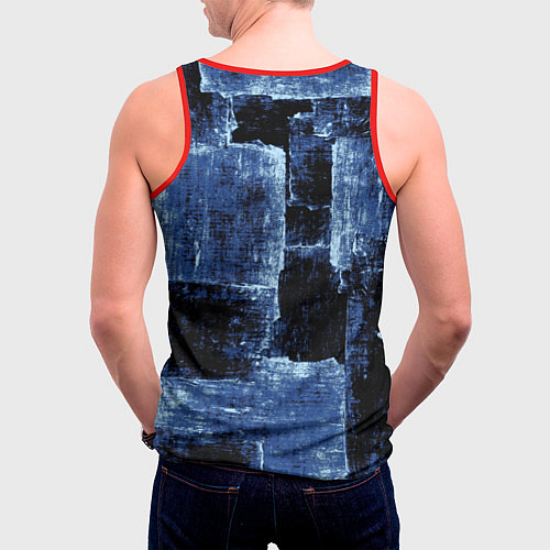 Мужская майка без рукавов Синий абстракт / 3D-Красный – фото 4