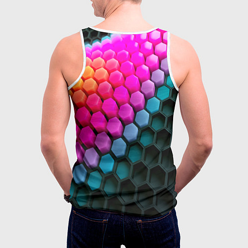 Мужская майка без рукавов Шейповые грани / 3D-Белый – фото 4