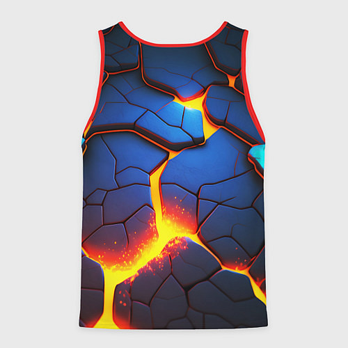 Мужская майка без рукавов Яркая неоновая лава, разломы / 3D-Красный – фото 2