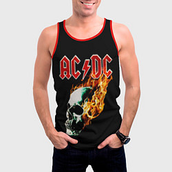Майка-безрукавка мужская AC DC череп, цвет: 3D-красный — фото 2
