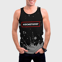 Майка-безрукавка мужская Косметолог - в красной рамке на темном, цвет: 3D-черный — фото 2
