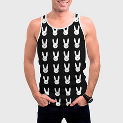 Майка-безрукавка мужская Bunny pattern black, цвет: 3D-белый — фото 2