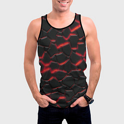 Майка-безрукавка мужская Красный неон и плиты, цвет: 3D-черный — фото 2