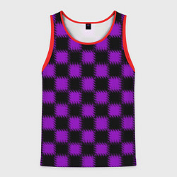 Майка-безрукавка мужская Фиолетовый черный узор Шахматка, цвет: 3D-красный