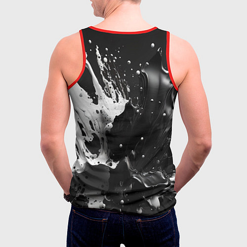 Мужская майка без рукавов Брызги красок - белая и черная / 3D-Красный – фото 4
