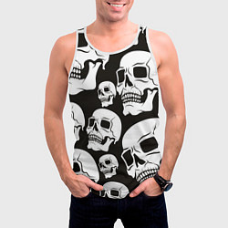 Майка-безрукавка мужская Паттерн из черепов, цвет: 3D-белый — фото 2