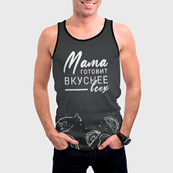 Майка-безрукавка мужская Мама готовит вкуснее всех, цвет: 3D-черный — фото 2