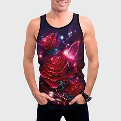 Майка-безрукавка мужская Розы с огоньками, цвет: 3D-черный — фото 2
