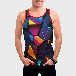 Майка-безрукавка мужская Неоновые абстрактные плиты, цвет: 3D-красный — фото 2