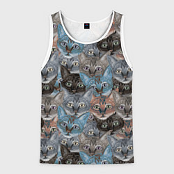 Майка-безрукавка мужская Паттерн с котиками, цвет: 3D-белый
