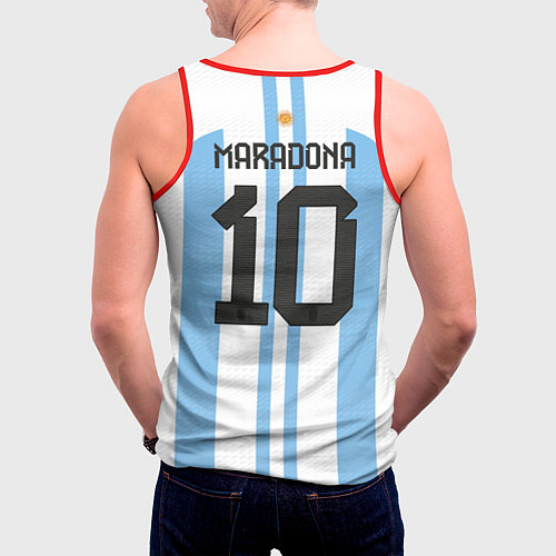 Мужская майка без рукавов Марадона форма сборной Аргентины / 3D-Красный – фото 4