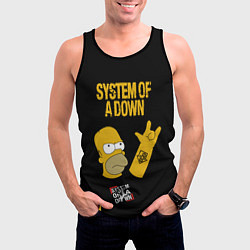 Майка-безрукавка мужская System of a Down Гомер Симпсон рокер, цвет: 3D-черный — фото 2