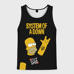 Майка-безрукавка мужская System of a Down Гомер Симпсон рокер, цвет: 3D-черный