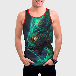 Майка-безрукавка мужская Звездный зеленый кот, цвет: 3D-красный — фото 2