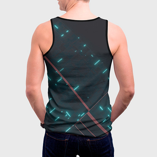 Мужская майка без рукавов Неоновые линии в полной темноте / 3D-Черный – фото 4