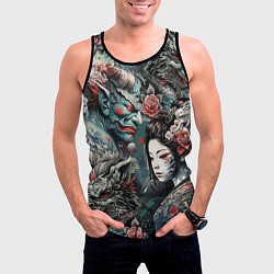 Майка-безрукавка мужская Мифические существа Японии, цвет: 3D-черный — фото 2