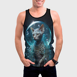 Майка-безрукавка мужская Кот в пузыре, цвет: 3D-черный — фото 2