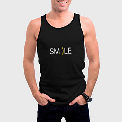 Майка-безрукавка мужская Надпись smile, цвет: 3D-черный — фото 2