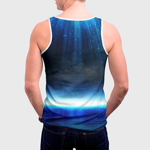 Мужская майка без рукавов Звездопад в океане / 3D-Белый – фото 4