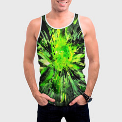 Майка-безрукавка мужская Fractal green explosion, цвет: 3D-белый — фото 2