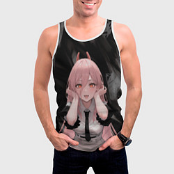 Майка-безрукавка мужская Человек-Бензопила: Пауэр, цвет: 3D-белый — фото 2