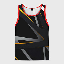 Майка-безрукавка мужская Спортивная геометрия полосы, цвет: 3D-красный