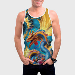 Майка-безрукавка мужская Japanese dragon - tattoo - irezumi - art, цвет: 3D-белый — фото 2