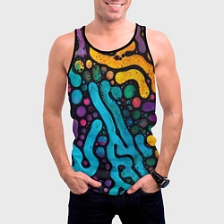 Майка-безрукавка мужская Цветные микроорганизмы, цвет: 3D-черный — фото 2