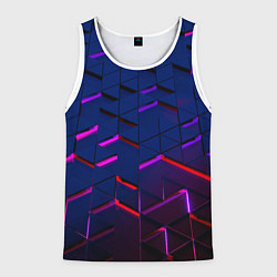 Майка-безрукавка мужская Неоновые треугольники с подсветкой, цвет: 3D-белый