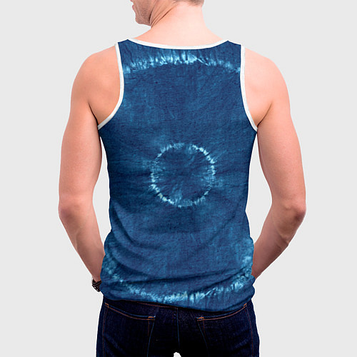 Мужская майка без рукавов Знак Близнецы на фоне тай-дай / 3D-Белый – фото 4