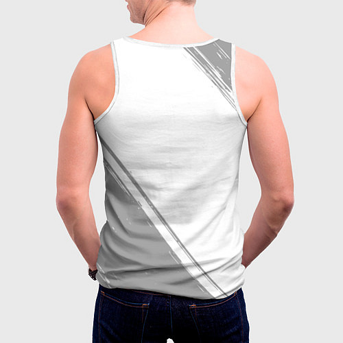 Мужская майка без рукавов Poppy Playtime glitch на светлом фоне: надпись, си / 3D-Белый – фото 4