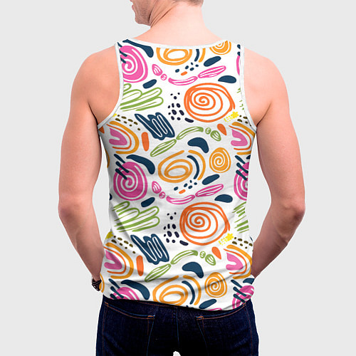 Мужская майка без рукавов Геометрический паттерн / 3D-Белый – фото 4