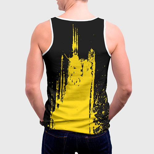 Мужская майка без рукавов Фонтан бурлящей желтой краски / 3D-Белый – фото 4
