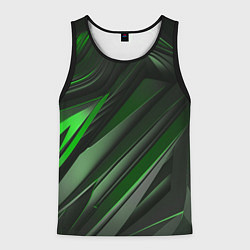 Майка-безрукавка мужская Green black abstract, цвет: 3D-черный