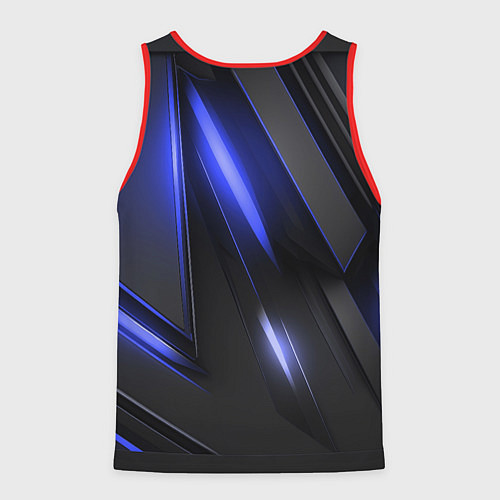 Мужская майка без рукавов Синие неоновые плиты / 3D-Красный – фото 2