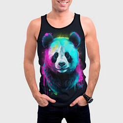 Майка-безрукавка мужская Панда в неоновых красках, цвет: 3D-черный — фото 2