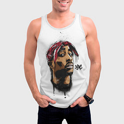Майка-безрукавка мужская 2Pac - Тупак Шакур, цвет: 3D-белый — фото 2