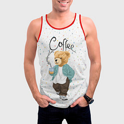 Майка-безрукавка мужская Медведь с кофе, цвет: 3D-красный — фото 2