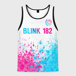 Майка-безрукавка мужская Blink 182 neon gradient style: символ сверху, цвет: 3D-черный