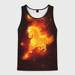 Майка-безрукавка мужская Огненный конь мчится, цвет: 3D-черный