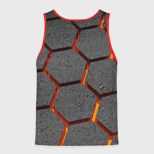 Мужская майка без рукавов Металлические плиты и лава / 3D-Красный – фото 2