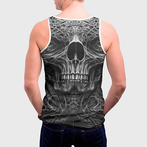 Мужская майка без рукавов Череп в стиле Гигера / 3D-Белый – фото 4