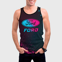 Майка-безрукавка мужская Ford - neon gradient, цвет: 3D-черный — фото 2