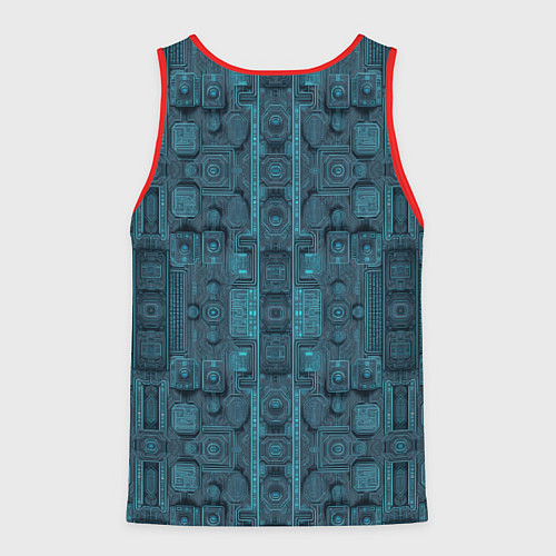 Мужская майка без рукавов Паттерн микросхема / 3D-Красный – фото 2