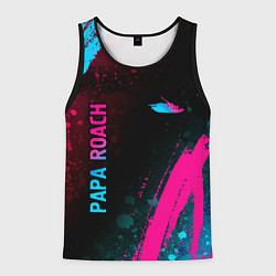 Майка-безрукавка мужская Papa Roach - neon gradient: надпись, символ, цвет: 3D-черный