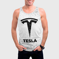Майка-безрукавка мужская Tesla с потертостями на светлом фоне, цвет: 3D-белый — фото 2