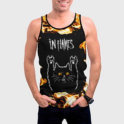 Майка-безрукавка мужская In Flames рок кот и огонь, цвет: 3D-черный — фото 2