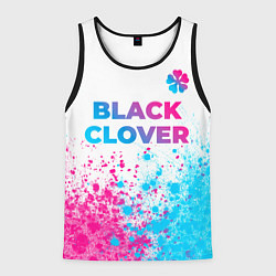 Майка-безрукавка мужская Black Clover neon gradient style: символ сверху, цвет: 3D-черный